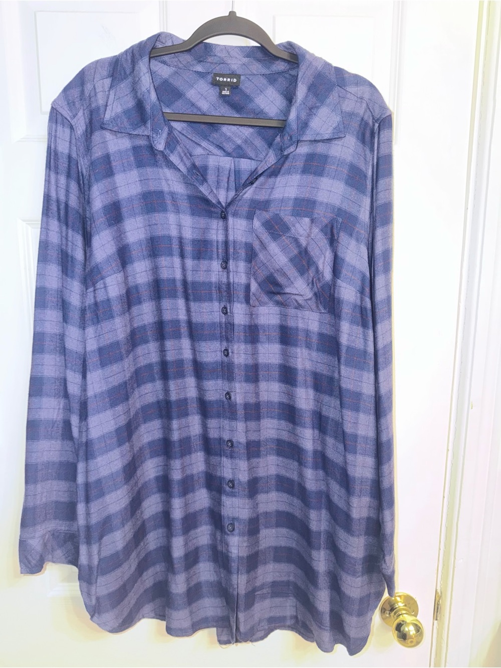 torrid Navy and Light Blue Plaid Button-Down Shirt